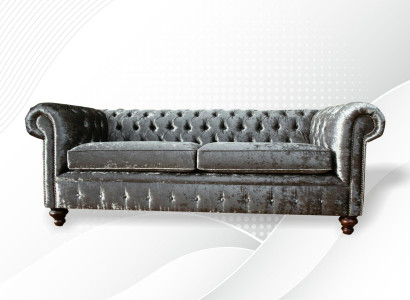 Three Seater Sofa 3 Seat Couch Chesterfield Upholstery Seat Suite Velvet Gray Velvet